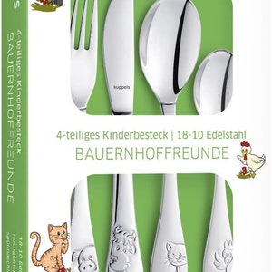 Kinderbesteck mit Gravur Taufe Geschenk individualisiert spülmaschinengeeignet/Taufgeschenk Jungen Besteck mit Gravur Bauerhof Farm Bild 4