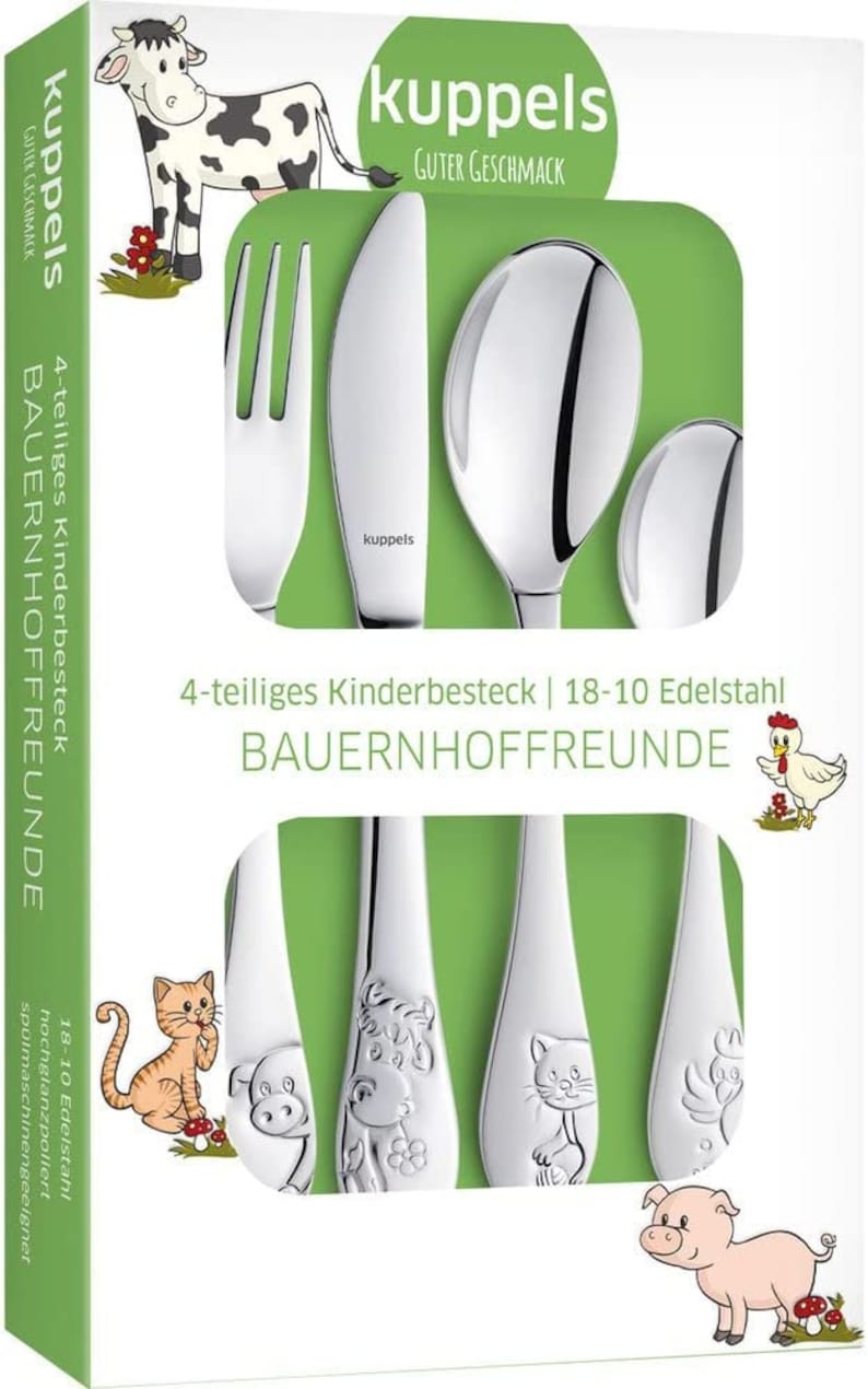 Kinderbesteck mit Gravur Taufe Geschenk individualisiert spülmaschinengeeignet/Taufgeschenk Jungen Besteck mit Gravur Bauerhof Farm Bild 4