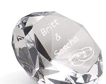 Reuzelglas® Crystal Diamond incl. Graveer decoratie Presse-papier gegraveerd cadeau voor bruiloft juli verjaardag award