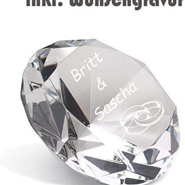 Schmalz® Glas Kristall Diamant inkl. Gravur Deko Briefbeschwerer graviert Geschenk zur Hochzeit Juliläum Geburtstag Auszeichnung