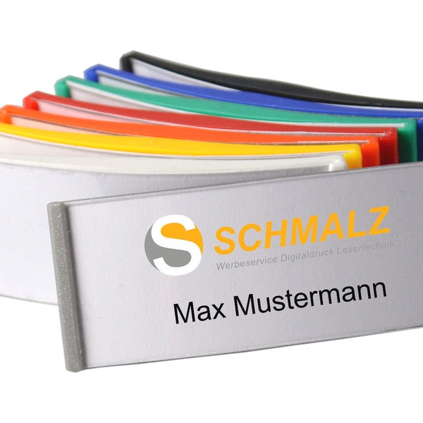 Name badge RAINBOW made of plastic Magnetic name badges in a set for immediate use on clothing