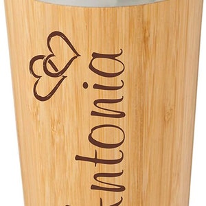 Schmalz® Insulated Mug Castries made of bamboo including engraving, sustainable wooden thermo mug with lid, drinking opening, bamboo, stainless steel