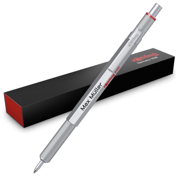 Personalized Rotring 600 Ballpoint Pen – Silver | Engraved | Black