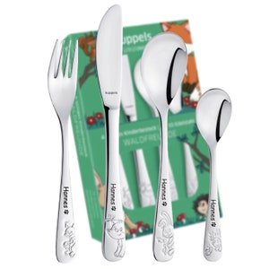 Children&#39;s cutlery with engraving - baptism gift personalized - dishwasher safe/baptism gift boys - cutlery with engraving - forest friends