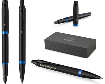 Parker IM Vibrant Rings: Penna Stilografica Di Lusso Con Incisione Personalizzata, Colore Blu, In Confezione Regalo