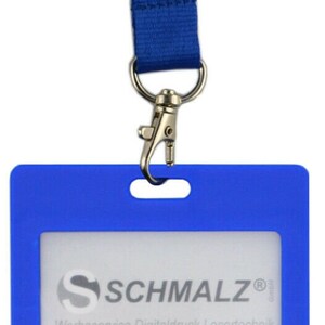 Schmalz® Kartenhalter mit Schlüsselband Lanyard 20 mm breit Hochformat 6 Farben Blau