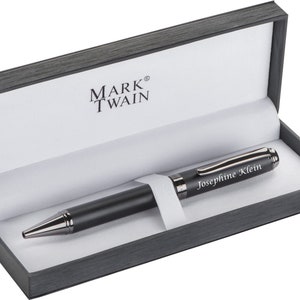 MARK®TWAIN metalen balpen met gravure, eenvoudige elegantie, blauwe vulling in bijpassende geschenkdoos voor een verjaardag, 1057603