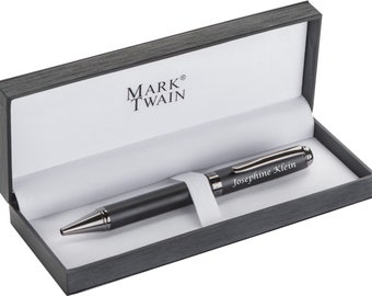 MARK®TWAIN Kugelschreiber aus Metall mit Gravur schlichte Eleganz Blaue Mine in passendem Geschenketui zum Geburtstag zum Geburtstag 1057603