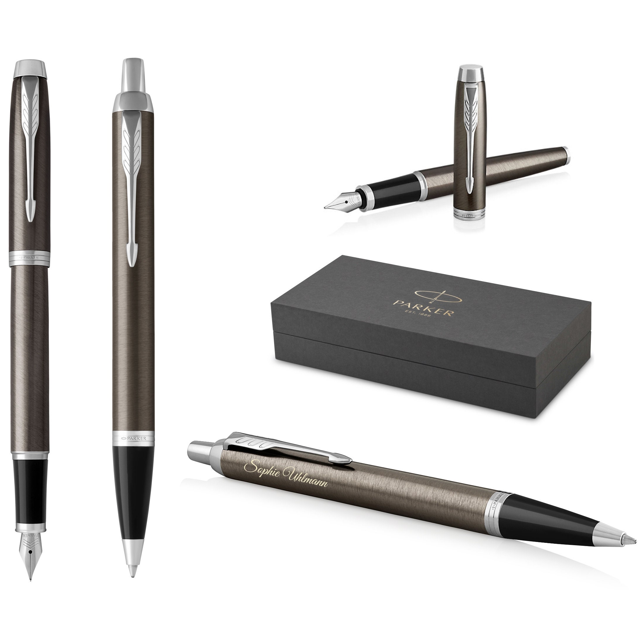 PARKER® IM Core Premium Writing Set Fountain Pen and Ballpoint Pen Dark  Espresso C.C. Personalized With Engraving, Engraved Birthday - Etsy
