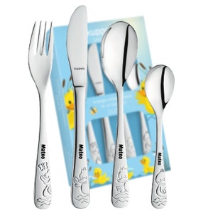 Children&#39;s cutlery with engraving - baptism gift personalized - dishwasher safe/baptism gift boys - cutlery with engraving - Duck