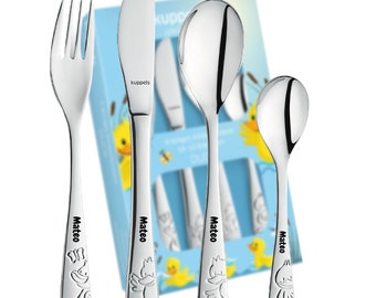 Children's cutlery with engraving - baptism gift individualized - dishwasher safe/baptism gift boys - cutlery with engraving - Duck