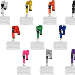 Schlüsselbänder, Schlüsselband mit Kartenhalter für 2 Karten offen Lanyard  20 mm breit, Kartenhalter Sicherheitsverschluss