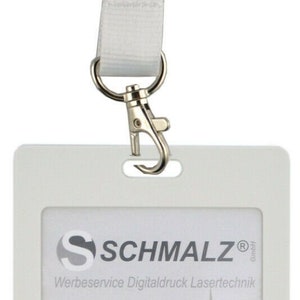 Schmalz® Kartenhalter mit Schlüsselband Lanyard 20 mm breit Hochformat 6 Farben Weiß