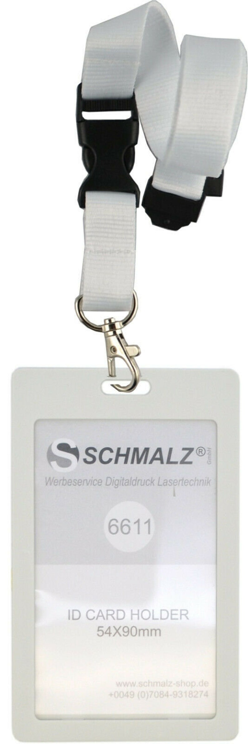 Schmalz® Kartenhalter mit Schlüsselband Lanyard 20 mm breit Hochformat 6 Farben Weiß