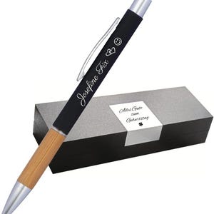 Aluminum ballpoint pen with engraving | with bamboo grip zone | unique pens with names personalized gifts | with desired engraving