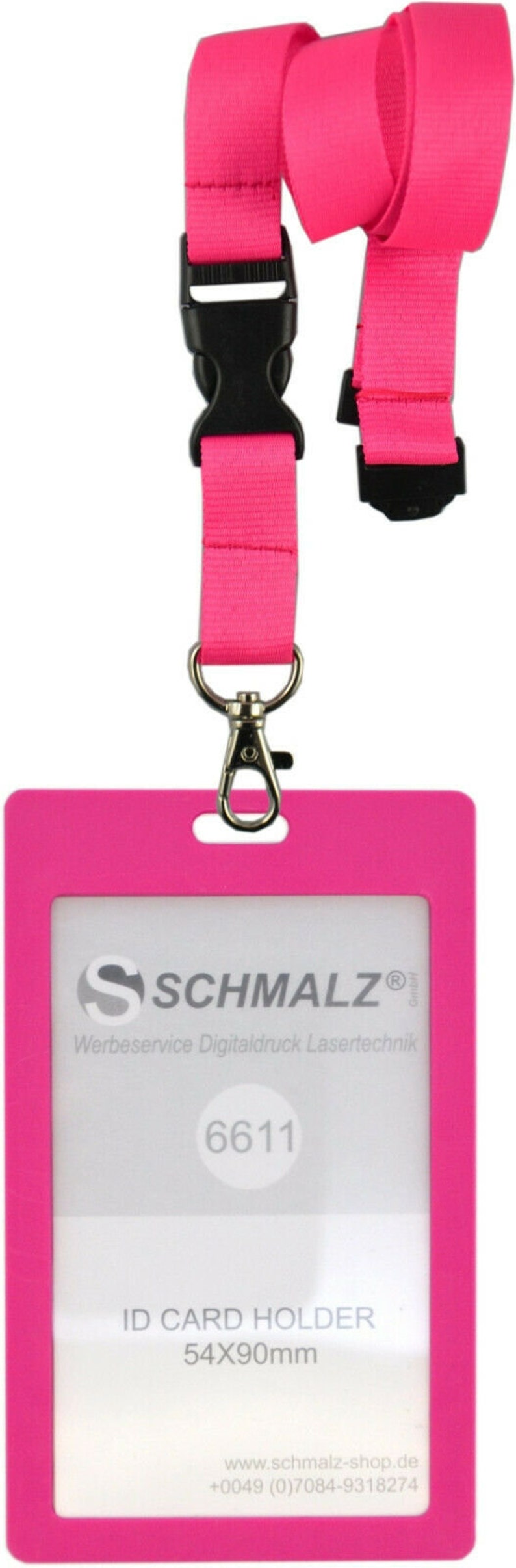Schmalz® Kartenhalter mit Schlüsselband Lanyard 20 mm breit Hochformat 6 Farben pink