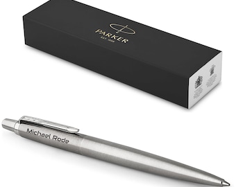 PARKER Jotter Core Recycled mit Gravur | Premium Stift | Geschenkbox | blaue Mine | personalisiertes Geschenk | Geburtstag | Edelstahl C.C.