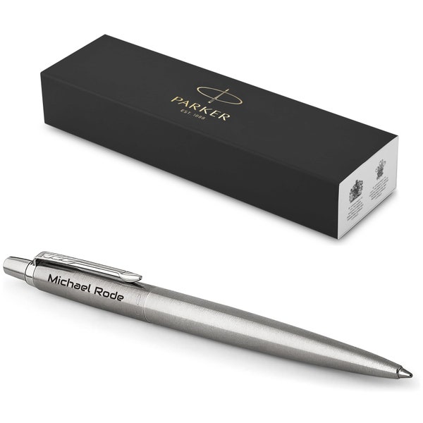 PARKER Jotter Core Recycled mit Gravur | Premium Stift | Geschenkbox | blaue Mine | personalisiertes Geschenk | Geburtstag | Edelstahl C.C.