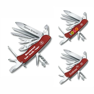 Victorinox Work Champ met gewenste opdruk/gravering rood cadeau voor mannen vrouwen voor verjaardag gepersonaliseerd 21 functies 0.8564