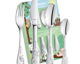 Children&#39;s cutlery with engraving - personalized baptism gift - dishwasher safe/baptism gift for boys - cutlery with engraving - farm