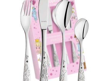 Children's cutlery with engraving - personalized christening gift - dishwasher safe/christening gift for girls - cutlery with engraving - princess