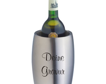 Schmalz® Noble wine/sparkling wine cooler with engraving engraved double-walled stainless steel silver - Birthday gift