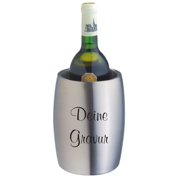 Schmalz® Edler Wein-/Sektkühler mit Gravur graviert doppelwandig Edelstahl silber - Geschenk zum Geburtstag