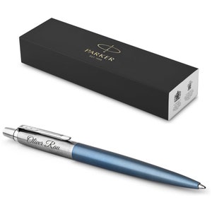 PARKER Jotter Core Recycled mit Gravur |Premium Stift| Geschenkbox | blaue Mine | personalisiertes Geschenk | Geburtstag Waterloo Blue C.C.