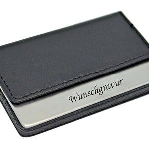 Schmalz® Visitenkartenetui Visitenkartenbox mit Gravur schwarz Lederoptik Metall graviert Geschenk zur Juliläum Geburtstag Auszeichnung