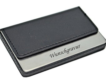 Lard® Business Card Case Business Card Box with Engraving Black Leather Look Metal Engraved Gift for July Birthday Award