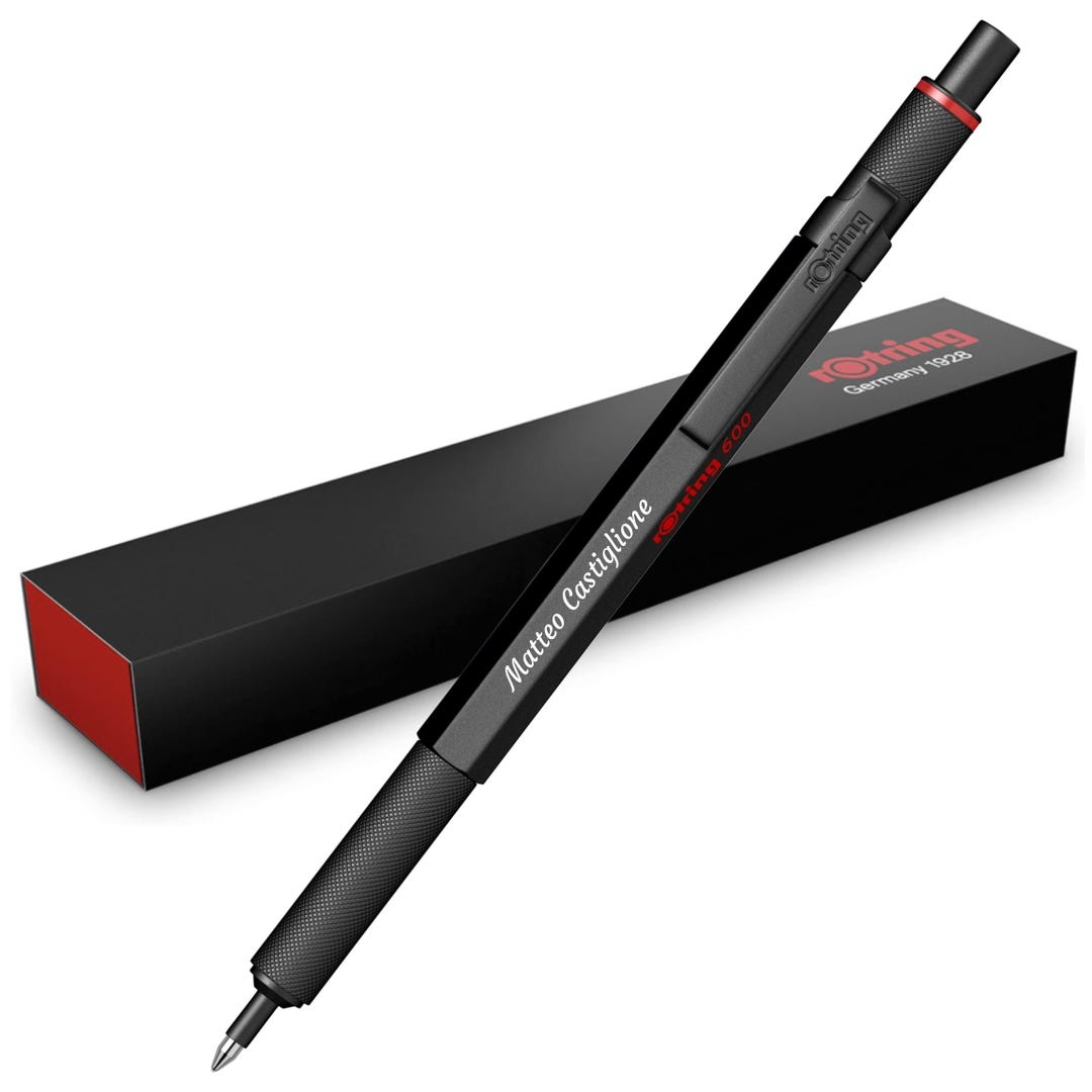 筆記具 rotring exective black Personalized Rotring 600 Ballpoint Pen – Black | Engraved | Black
