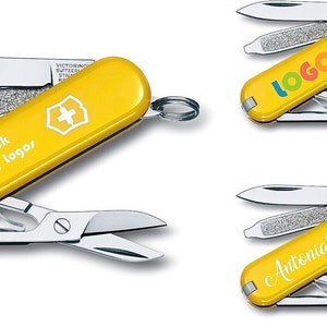 Victorinox Classic SD Sunny Side personalized with name 0.6223.8G yellow engraving gift for men women birthday 4 functions
