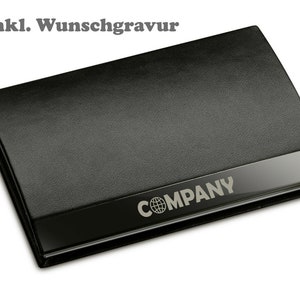 Schmalz® Visitenkartenetui Visitenkartenbox mit Gravur schwarz Lederoptik Metall graviert Geschenk Juliläum Geburtstag Auszeichnung