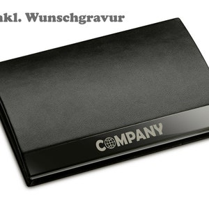 Schmalz® Visitenkartenetui Visitenkartenbox mit Gravur schwarz Lederoptik Metall graviert Geschenk Juliläum Geburtstag Auszeichnung Bild 1