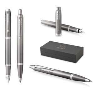 PARKER Füllfederhalter und Kugelschreiber IM Rituals mit Gravur in passendem Geschenketui zum Geburtstag zum Geburtstag grey chrome