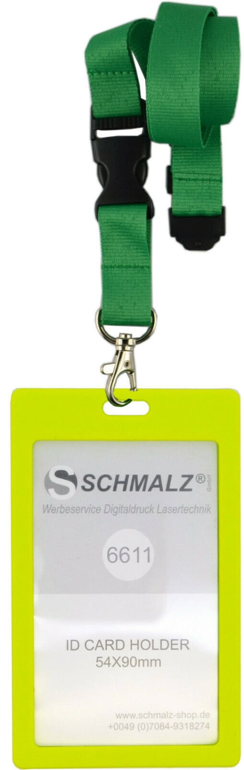 Schmalz® Kartenhalter mit Schlüsselband Lanyard 20 mm breit Hochformat 6 Farben Grün