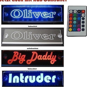 Trucker Truck Name Plate Size 30 cm/40 cm/50 cm with RGB Controller LED Acrylic Light Shield 12V 24V with Noble Laser Engraving