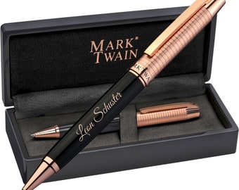 MARK®TWAIN twist ballpoint pen made of copper/metal with engraving, blue refill in a matching gift box for birthdays 13034