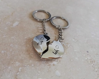 Heart keyring made of metal including engraving Partner keyring BROKEN HEART divided heart