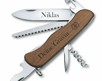 Victorinox Swiss Army Knife Forester Wood Engraving Gift for Men Women for Birthday Personalized 10 Functions 0.8361.63