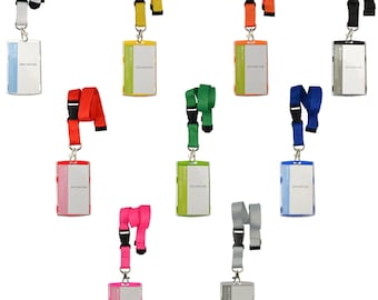 Lanyards, lanyard with ID card holder, neutral lanyard without print, 20 mm wide, card holder, safety closure