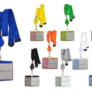 Schlüsselbänder  Schlüsselband ausziebar mit Kartenhalter Lanyard neutral ohne Druck 20 mm breit, Kartenhalter Sicherheitsverschluss