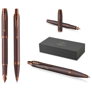 PARKER® IM Ballpoint Pen + Fountain Pen Model Professionals Monochrome Burgundy with engraving, engraved birthday personalized