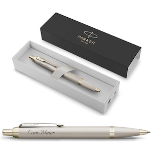 PARKER IM Professionals Monochrome Champagne ballpoint pen with engraving in a matching gift box for your birthday