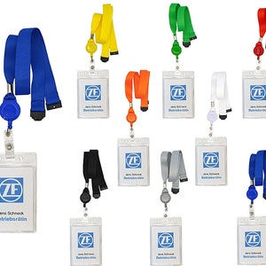 Schlüsselbänder, Schlüsselband ausziehbar mit Ausweishülle Lanyard neutral ohne Druck 20 mm breit, Kartenhalter Sicherheitsverschluss