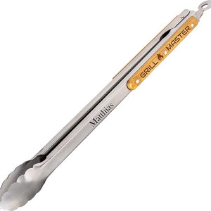 Schmalz® Grillzange mit Gravur | Bambus/Edelstahl | personalisiert | Grillbesteck| extra lang Namen Wunschtext Papa  Opa Geschenk Holzgriff