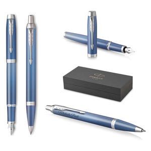 PARKER Füllfederhalter und Kugelschreiber IM Rituals mit Gravur in passendem Geschenketui zum Geburtstag zum Geburtstag Blue CT