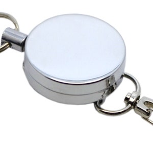 Metall Ausweisjojo mit Stahl-Ausziehschnur Schlüsselring Karten Jojo Kartenhalter Schlüsselanhänger Skipasshalter Clip Rollerclip