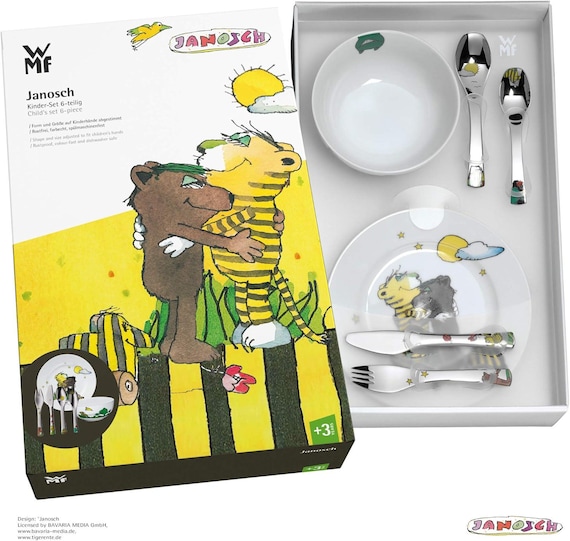 WMF Kindergeschirr-Set Janosch – 6-teilig mit persönlicher Gravur - Taufe Geschenk individualisiert - spülmaschinengeeignet