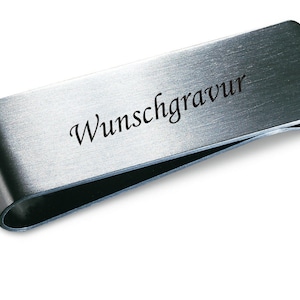 Geldscheinklammer Geldclip Moneyclip Edelstahl Metall mit Gravur graviert  Geschenk Männer Frauen Geburtstag personalisiert Moneyclip
